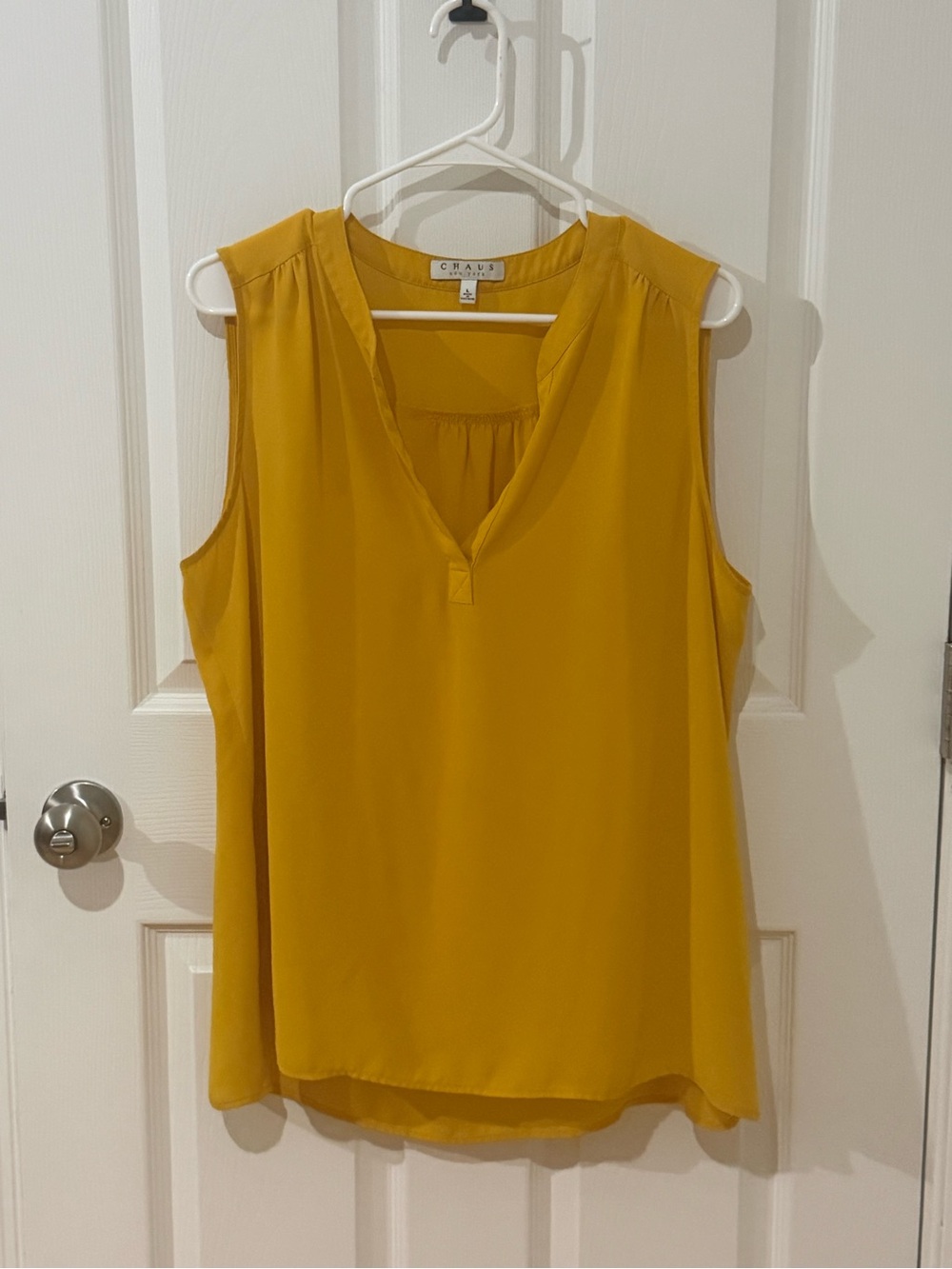 Mustard Yellow Sleeveless V-Neck Dress Top